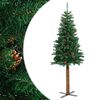 vidaXL Weihnachtsbaum Schlank mit Echtholz und Zapfen Gr&uuml;n 210 cm PVC