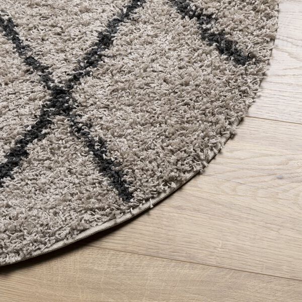 vidaXL Shaggy-Teppich PAMPLONA Hochflor Modern Beige Anthrazit Ø 160cm