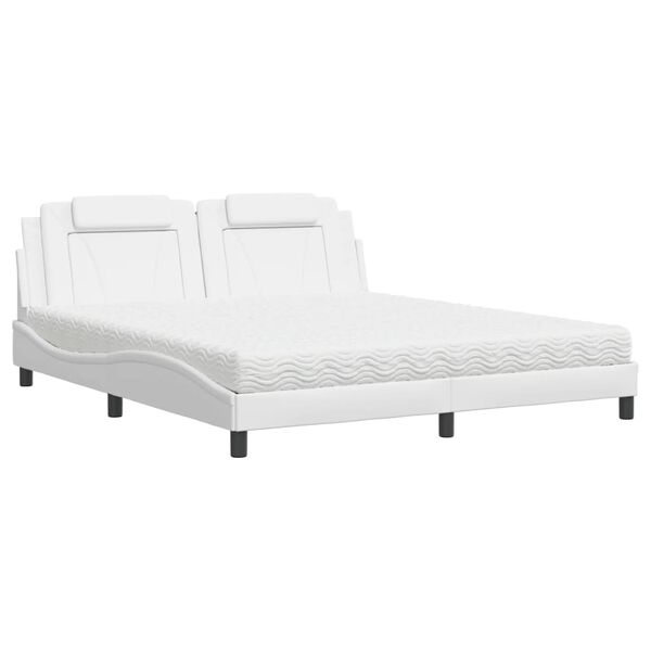 vidaXL Bett "Viana" mit Matratze Wei&szlig; 180x200 cm Kunstleder