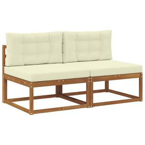 vidaXL Outdoor Mittelsofa mit Kissen 2 St&uuml;ck Natur