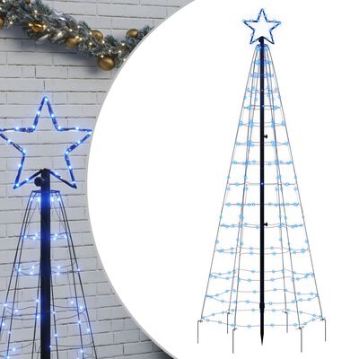 vidaXL LED-Weihnachtsbaum mit Erdspießen 220 LEDs Blau 180 cm