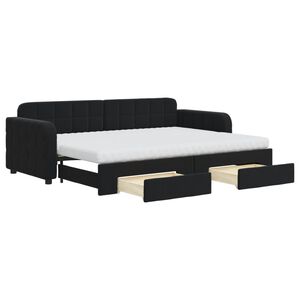 vidaXL Tagesbett Ausziehbar mit Schubladen Schwarz 80x200 cm Samt