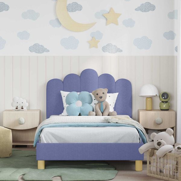 vidaXL Kinderbettgestell mit Kopfteil Jeans blau 80 x 200 cm Stoff