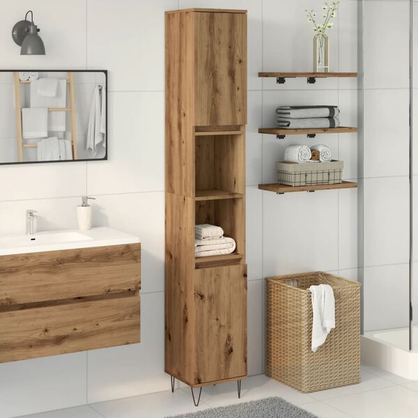 vidaXL Badschrank Artisan-Eiche 30x30x190 cm Holzwerkstoff