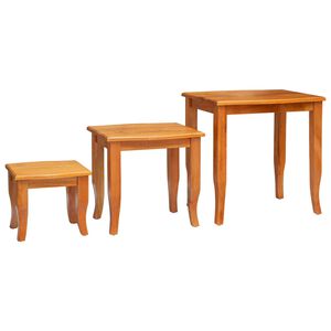vidaXL Nestende Beistelltische 3 pcs Natur Massives Mahagoni Holz