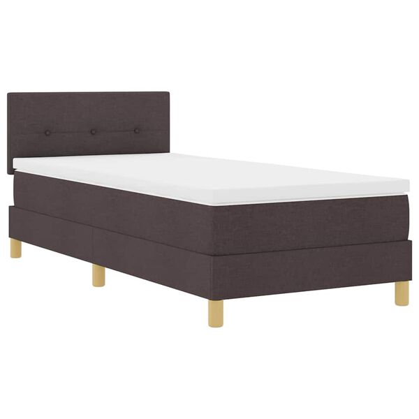 vidaXL Boxspringbett mit Matratze Dunkelbraun 90 x 190 cm Stoff