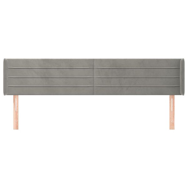 vidaXL Kopfteil mit Ohren Hellgrau 183x16x78/88 cm Samt