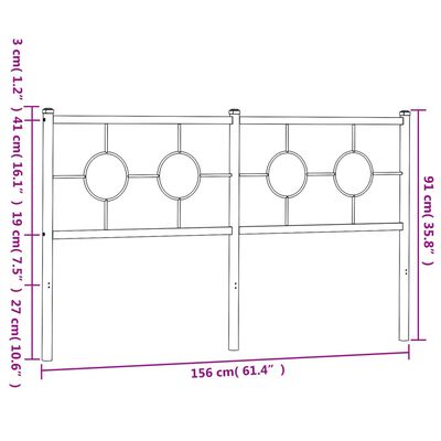 vidaXL Kopfteil Metall Schwarz 150 cm