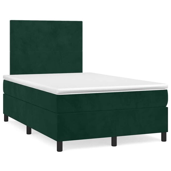 vidaXL Boxspringbett mit Matratze Dunkelgr&uuml;n 120x200 cm Samt