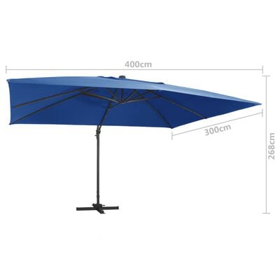 vidaXL Ampelschirm mit LED-Beleuchtung Alu-Mast 400x300 cm Azurblau