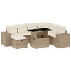 vidaXL 8-tlg. Garten-Sofagarnitur mit Kissen Beige Poly Rattan