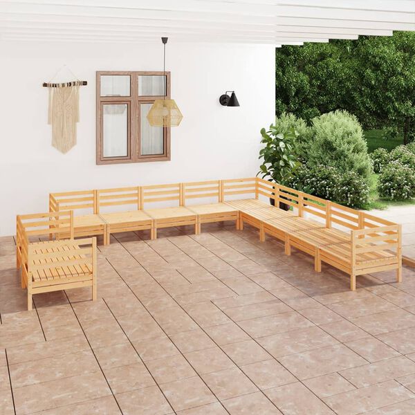 vidaXL 11-tlg. Garten-Lounge-Set Massivholz Kiefer