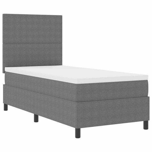 vidaXL Boxspringbett Hellgrau und Wei&szlig; 193 x 90 x 128 cm Cordstoff