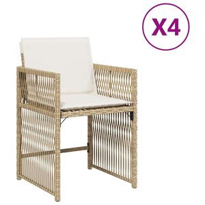 vidaXL Gartenst&uuml;hle mit Kissen 4 Stk. Beige Poly Rattan