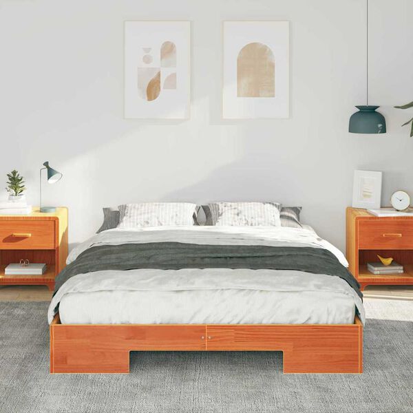 vidaXL Bodenbettgestell Braun 150 x 200 cm Massivholz Kiefer