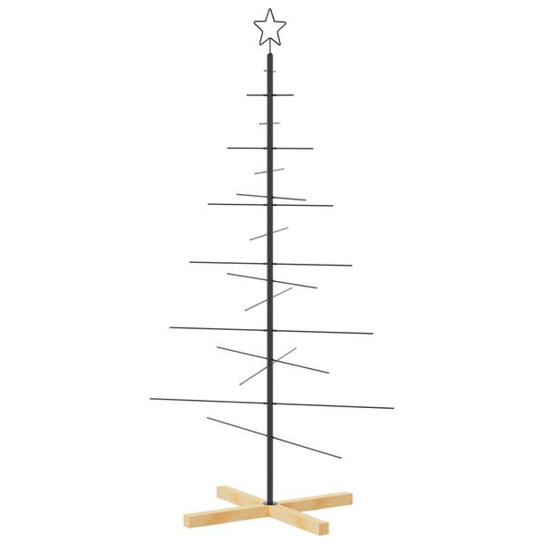 vidaXL Weihnachtsbaum Metall mit Holzst&auml;nder Schwarz 150 cm