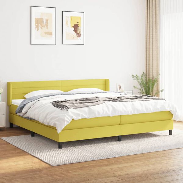 vidaXL Boxspringbett mit Matratze Gr&uuml;n 200x200 cm Stoff