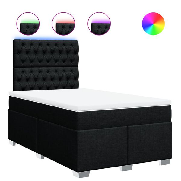 vidaXL Boxspringbett mit Matratze Schwarz 120x190 cm Stoff