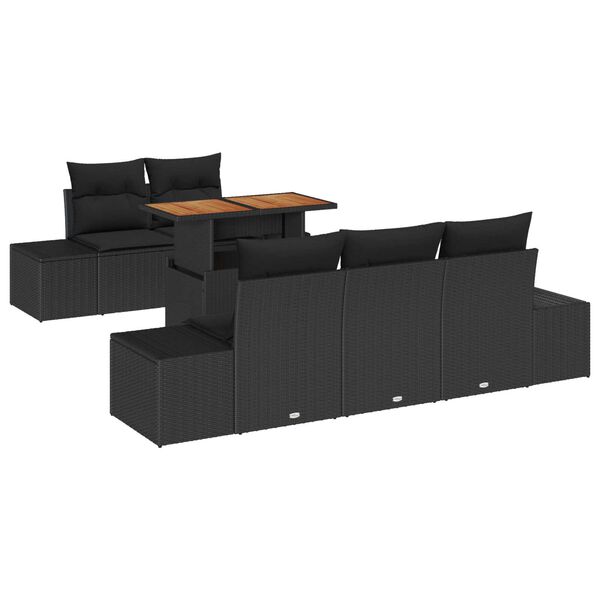 vidaXL Garten Essgruppe mit Kissen mit Kissen 6 pcs Schwarz und Braun