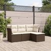 vidaXL 4-tlg. Garten-Sofagarnitur mit Kissen Braun Poly Rattan