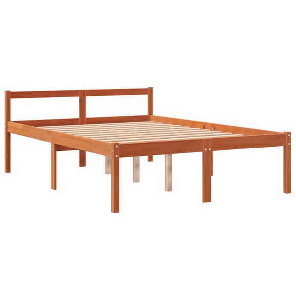 vidaXL Seniorenbett Wachsbraun 135x190 cm Massivholz Kiefer