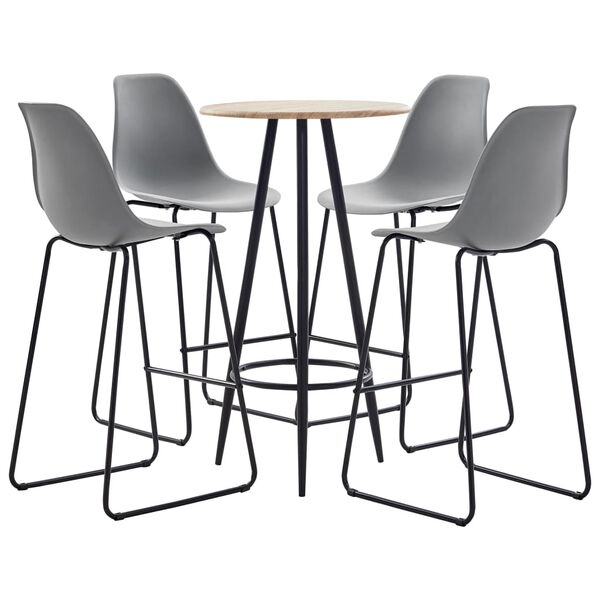 vidaXL 5-tlg. Bar-Set Kunststoff Grau