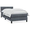 vidaXL Boxspringbett mit Matratze Dunkelgrau 100x220 cm Samt