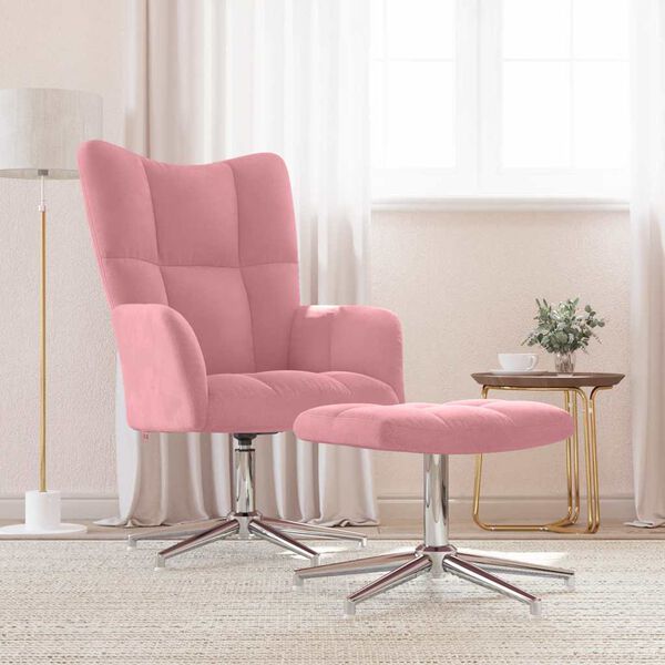 vidaXL Relaxsessel mit Hocker Rosa Samt