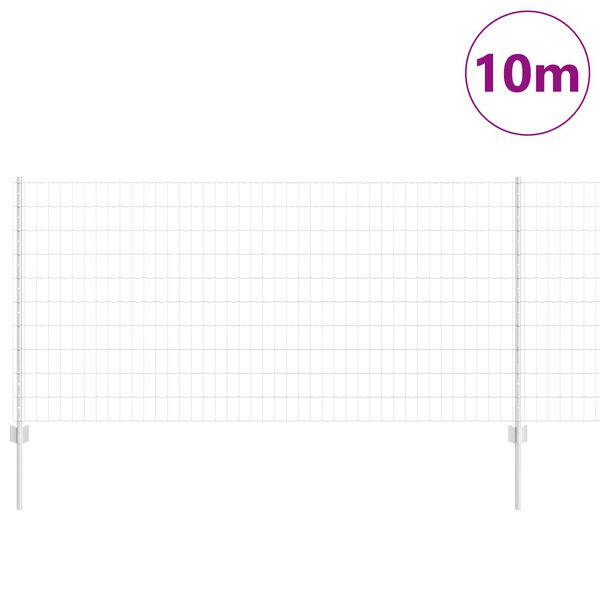 vidaXL Zaun mit Pfosten Silber 1 x 10 m Stahl