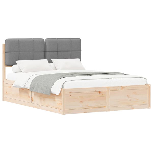 vidaXL Bettgestell mit gepolstertem Kopfteil Hellgrau 150 x 200 cm
