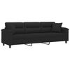 vidaXL 3-Sitzer-Sofa mit Kissen Schwarz 210 cm Mikrofasergewebe