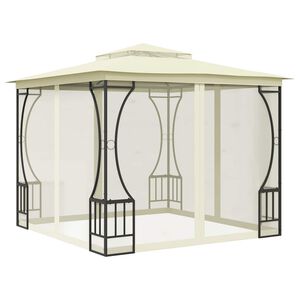 vidaXL Pavillon mit Netz 300x300x265 cm Creme