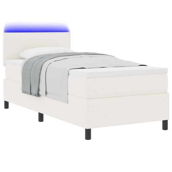 vidaXL Boxspringbett Creme und Wei&szlig; 203 x 90 x 88 cm Cordstoff