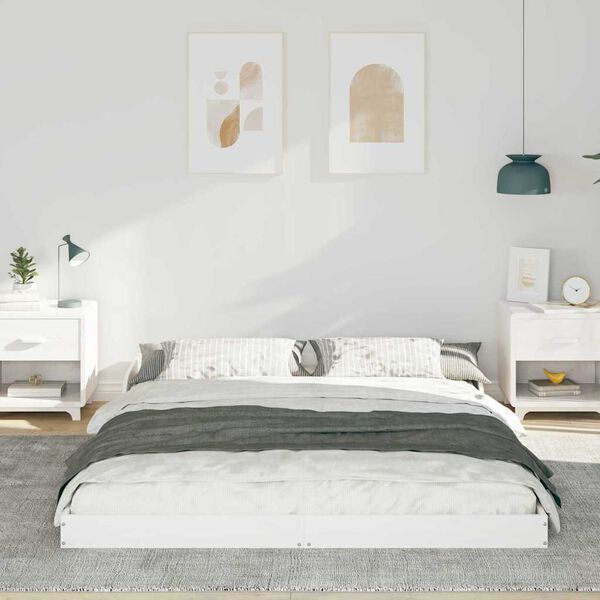vidaXL Bettrahmen Wei&szlig; 150 x 200 cm Massives Kiefernholz