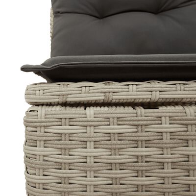 vidaXL 7-tlg. Garten-Sofagarnitur mit Kissen Hellgrau Poly Rattan