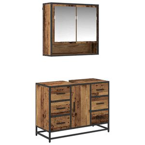 vidaXL Badezimmerm&ouml;bel-Set mit Schubladen 2 pcs Altholz Holzwerkstoff