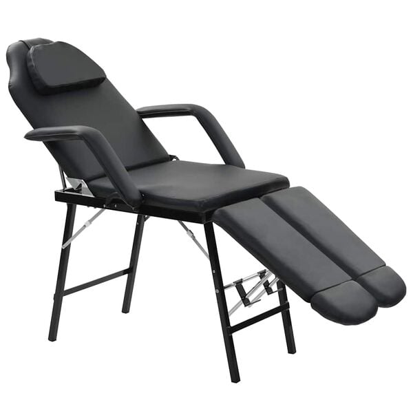 vidaXL Tragbarer Kosmetikstuhl Kunstleder 185x78x76 cm Schwarz