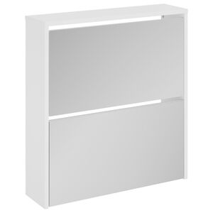 vidaXL Schuhschrank mit Spiegel 2 F&auml;cher Hochglanz-Wei&szlig; 63x17x67 cm