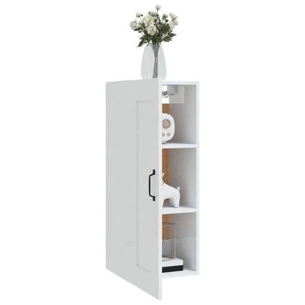 vidaXL H&auml;ngeschrank Hochglanz-Wei&szlig; 35x34x90 cm Holzwerkstoff