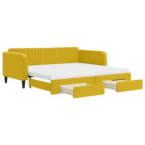 vidaXL Tagesbett Ausziehbar mit Schubladen Gelb 100x200 cm Samt