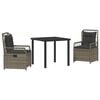 vidaXL Garten Essgruppe 3 stk. Grau Poly-Rattan