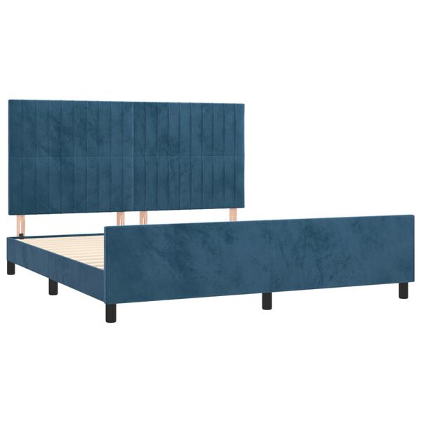 vidaXL Bettgestell mit Kopfteil Dunkelblau 180x200 cm Samt