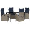 vidaXL Garten Essgruppe 5 stk. Grau und Schwarz Rattan