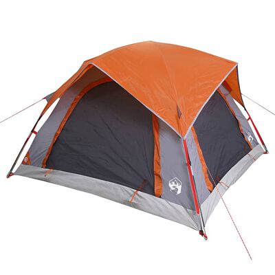 vidaXL Campingzelt 4 Personen Grau und Orange Wasserdicht