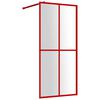vidaXL Duschwand f&uuml;r Begehbare Dusche mit ESG Klarglas Rot 100x195 cm