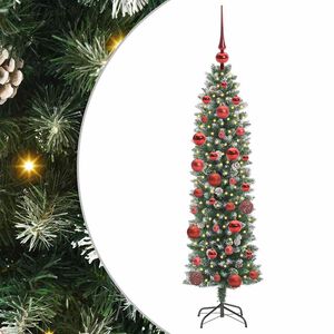 vidaXL K&uuml;nstlicher schlanker Weihnachtsbaum Gr&uuml;n und Wei&szlig; 150 cm