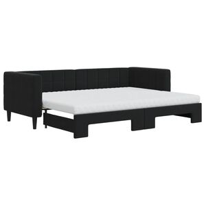 vidaXL Tagesbett Ausziehbar mit Matratzen Schwarz 80x200 cm Samt