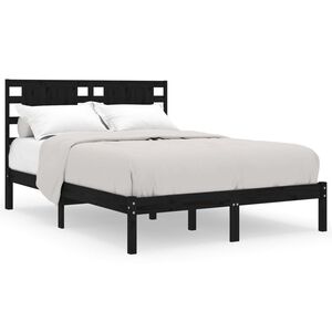 vidaXL Massivholzbett Schwarz Kiefer 140x190 cm