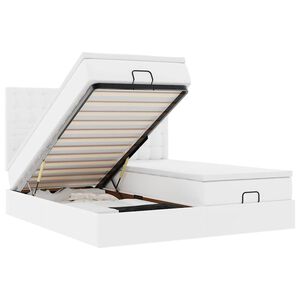 vidaXL Ottoman-Bett mit Matratzen & LEDs Reinwei&szlig; 180x200cm Kunstleder
