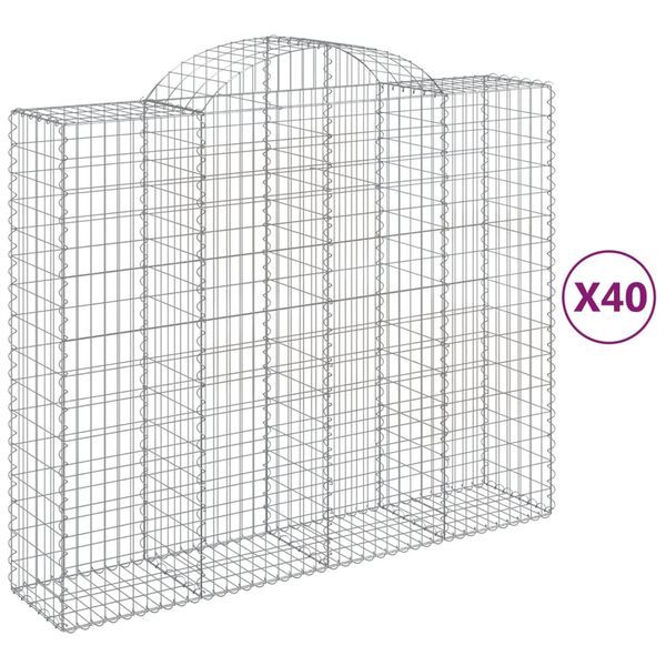 vidaXL Gabionen mit Hochbogen 40Stk. 200x50x160/180cm Verzinktes Eisen